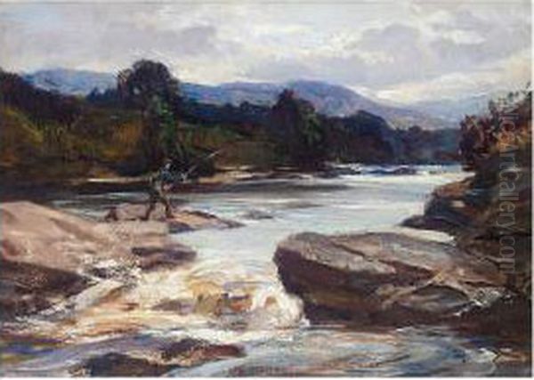 On The River Dochart, Killin Oil Painting by Robert Hope