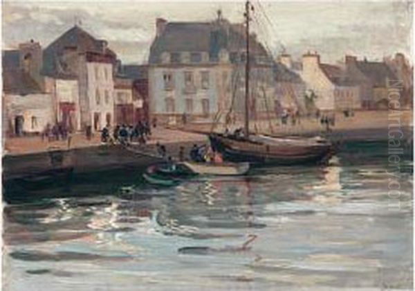 Evening Concarneau, Brittany Oil Painting by Robert Hope