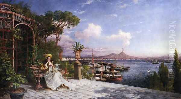 Lost in Reverie by The Bay of Naples Oil Painting by Giuseppe Castiglione