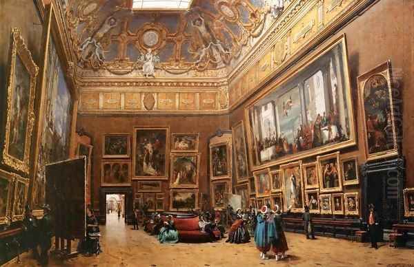 View of the Grand Salon Carre in the Louvre Oil Painting by Giuseppe Castiglione