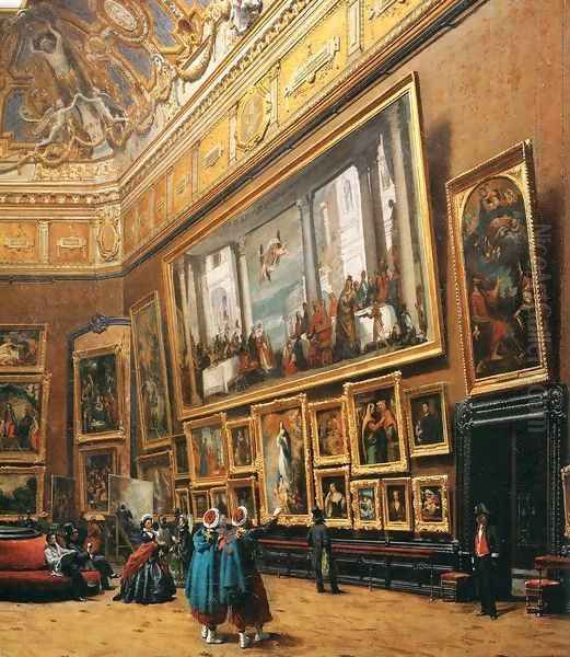 View of the Grand Salon Carre in the Louvre (detail) Oil Painting by Giuseppe Castiglione