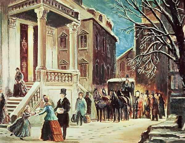 Arrival at the Christmas Party Oil Painting by James Cooper