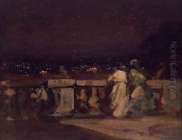 Watching Fireworks at St. Cloud Oil Painting by Louis Charles Auguste Couder