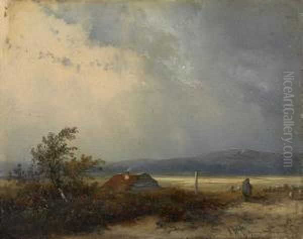 Weidelandschaft Oil Painting by Johannes Franciscus Hoppenbrouwers