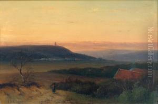 Paysanne Dans La Campagne Hollandaise Oil Painting by Johannes Franciscus Hoppenbrouwers