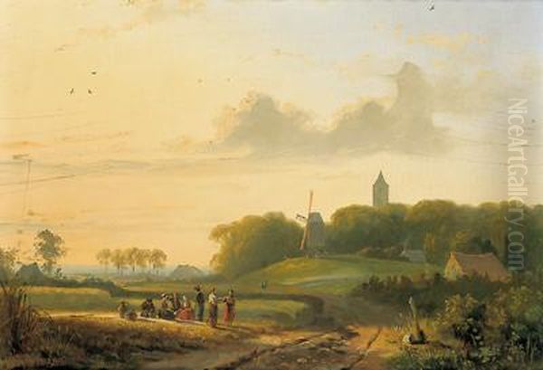 Rast Am Feld Oil Painting by Johannes Franciscus Hoppenbrouwers