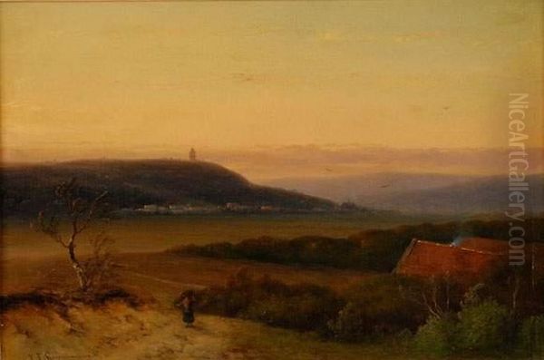 Paysage En Hollande
 Panneau Oil Painting by Johannes Franciscus Hoppenbrouwers