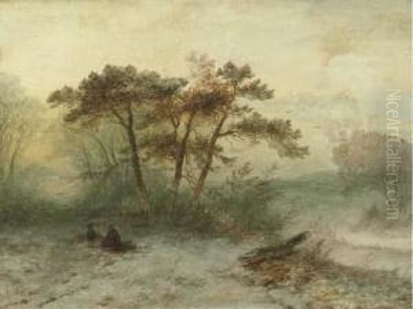 Gathering Wood by Johannes Franciscus Hoppenbrouwers