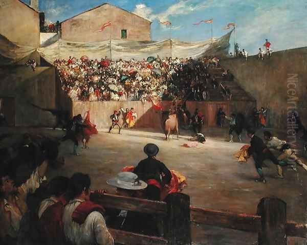 Training Fight in Biscay, 1888 Oil Painting by Gustave Colin