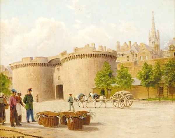 On the quay, St. Malo, France Oil Painting by John Mulcaster Carrick