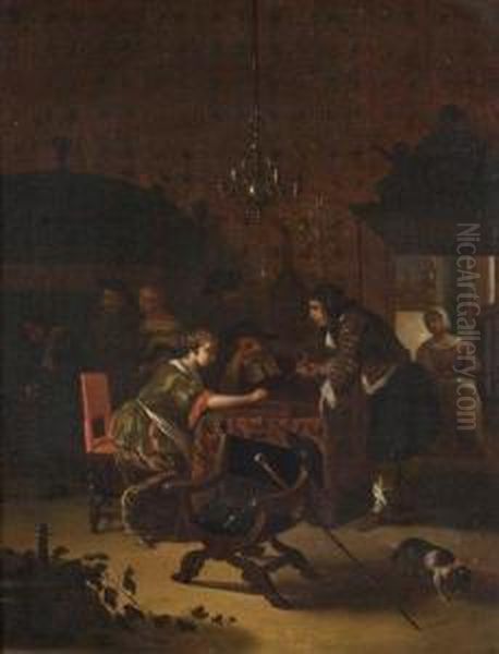 Joueurs De Tric Trac Oil Painting by Jan Jozef, the Younger Horemans