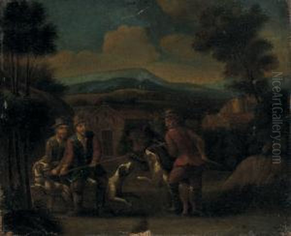 Une Chasse E L'ours Oil Painting by Jan Jozef, the Younger Horemans