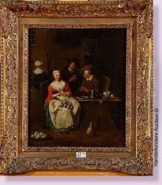 Scene D'auberge Oil Painting by Jan Josef, the Elder Horemans