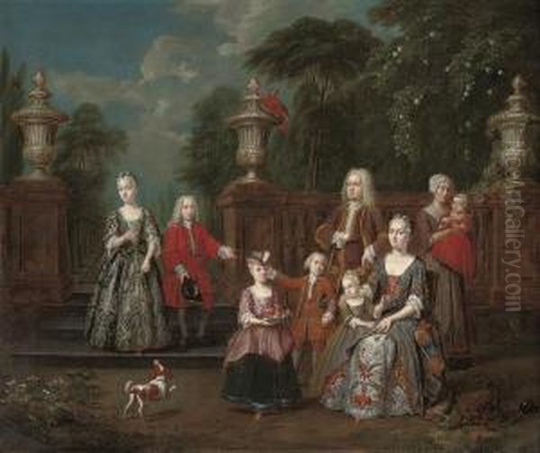 A Group Portrait Oil Painting by Jan Josef, the Elder Horemans