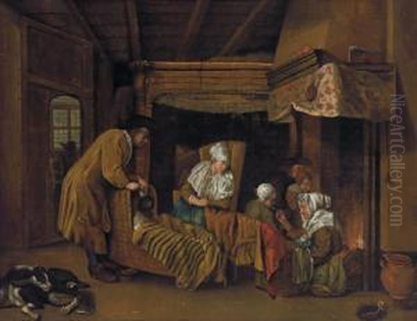 Familie In Der Stube Oil Painting by Jan Josef, the Elder Horemans