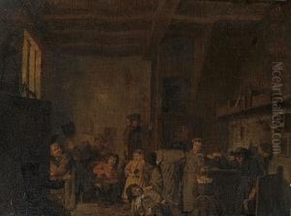 A Classroom Interior With A Teacher Reprimanding A Pupil Oil Painting by Jan Josef, the Elder Horemans