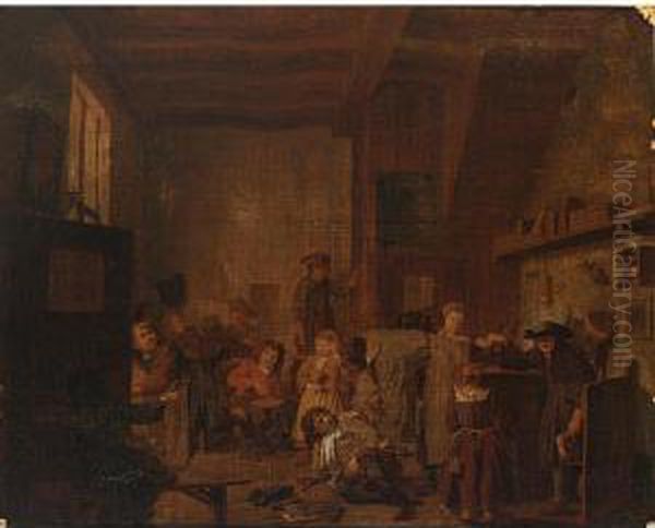 A School Interior With A Teacher Oil Painting by Jan Josef, the Elder Horemans