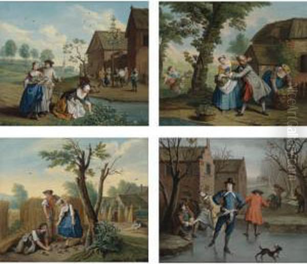 The Four Seasons Oil Painting by Jan Josef, the Elder Horemans