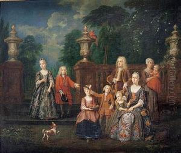 Retrato De Familia En Un Parque Oil Painting by Jan Josef, the Elder Horemans