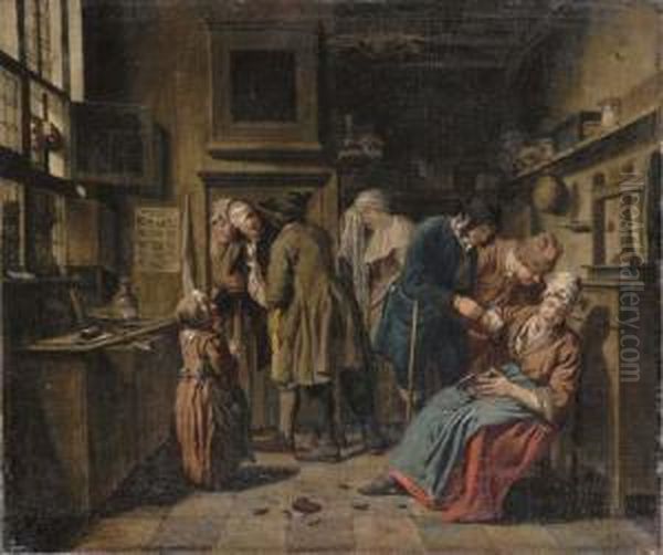 A Doctor's Surgery Oil Painting by Jan Josef, the Elder Horemans