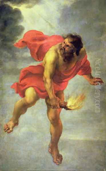 Prometheus carrying fire Oil Painting by Jan Cossiers