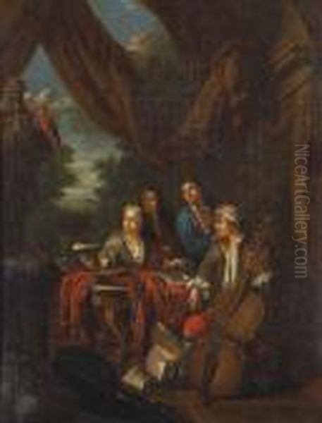 Musicians Seated At A Table Oil Painting by Jan Jozef, the Younger Horemans