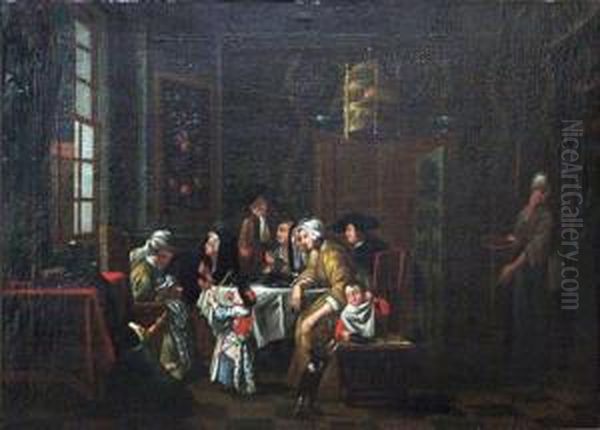 Reunion Familiale Oil Painting by Jan Jozef, the Younger Horemans