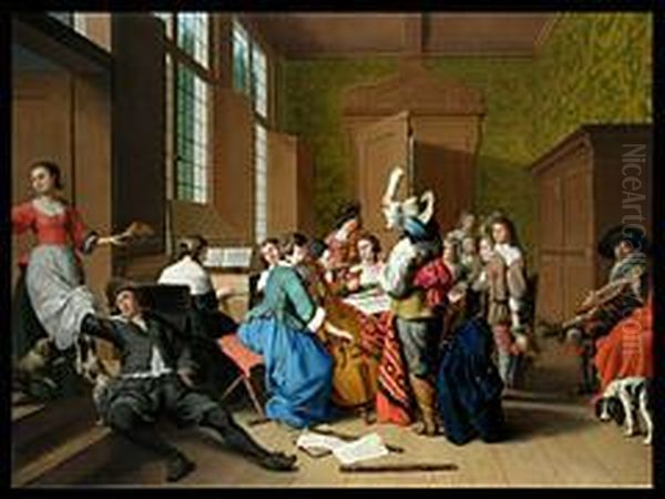 Die Musikstunde Oil Painting by Jan Jozef, the Younger Horemans