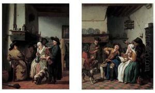 Scene D'interieurs Paysans Oil Painting by Jan Jozef, the Younger Horemans