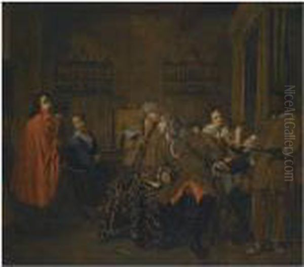 A Musical Party In An Interior Oil Painting by Peter Jacob Horemans