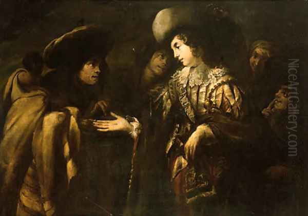 A Gypsy Fortune-teller Oil Painting by Jan Cossiers