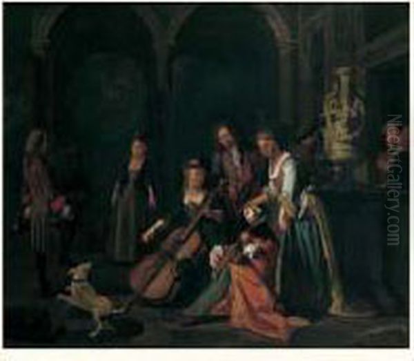 Scene De Concert Devant La Terrasse D'un Palais Oil Painting by Peter Jacob Horemans