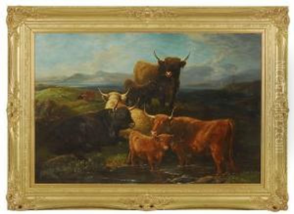 Resting Cattle Oil Painting by George W. Horlor