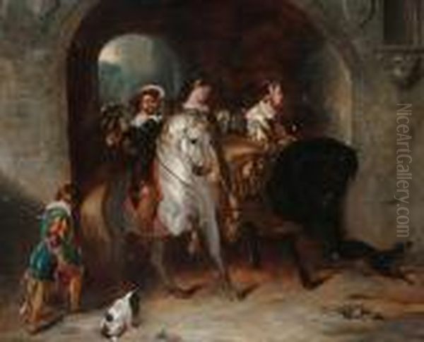 After Sir Edwin Henry Landseer, The Hawking Party Returned Oil Painting by George W. Horlor