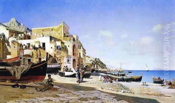 The Harbour, Capri Oil Painting by Federico del Campo