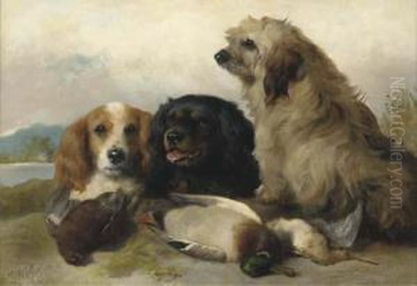 Spaniels With The Day's Bag Oil Painting by George W. Horlor