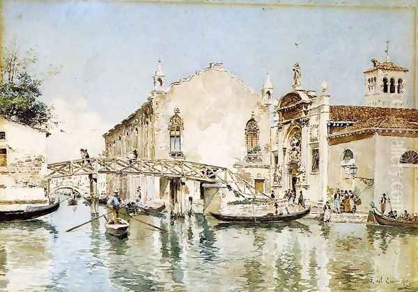 Venetian Canal Oil Painting by Federico del Campo