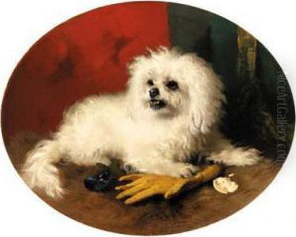 A Maltese Terrier Oil Painting by George W. Horlor