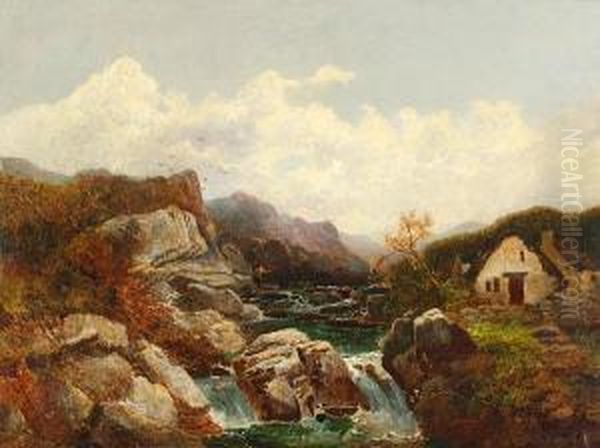 Angler By A Rocky Stream Oil Painting by Joseph Horlor