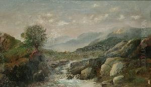 View Of A Stream Oil Painting by Joseph Horlor