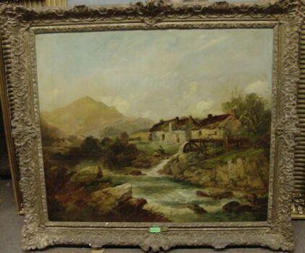 Mill Stream In The Scottish Highlands Oil Painting by Joseph Horlor