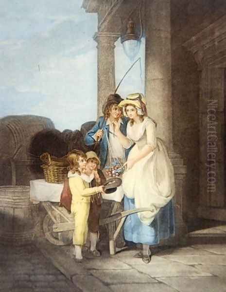 'Cries of London' pl.8- Round & sound five pence a pound Duke Cherries, after Francis Wheatley (1747-1801) 1795 Oil Painting by Antoine Cardon