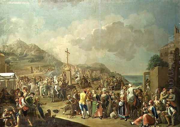 Village Fete Oil Painting by Antoine Cardon