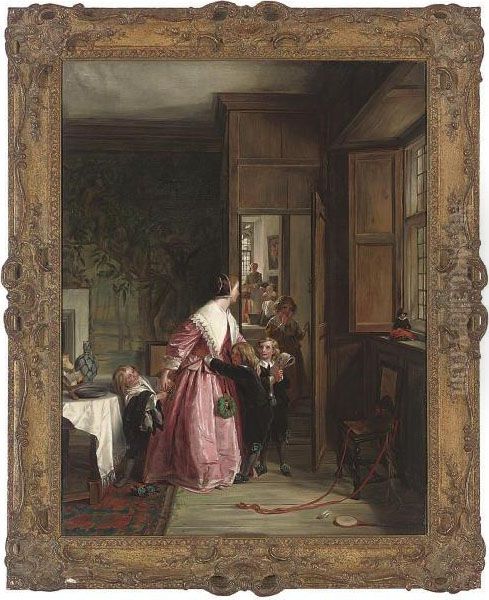 My Lady And Her Children Oil Painting by John Callcott Horsley