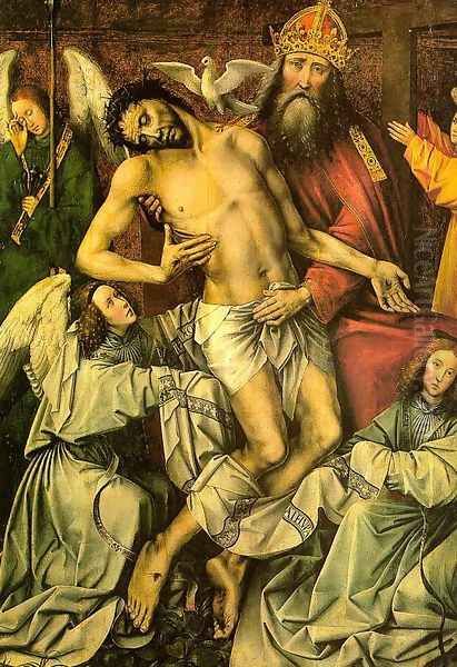 The Trinity & the Dead Christ Supported by Angels, (central panel of the Throne of Grace triptych,) Oil Painting by Colijn de Coter