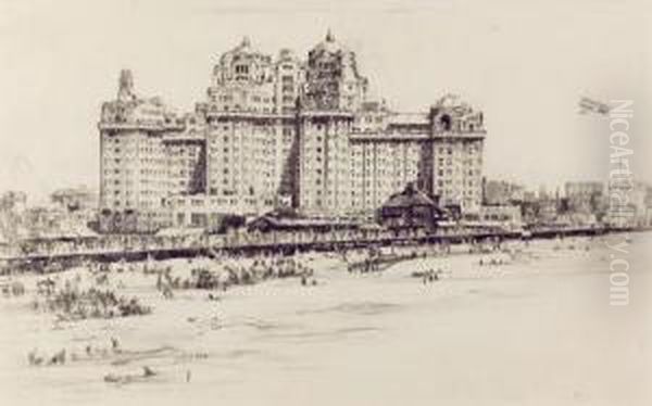 Atlantic City Beach Scene Oil Painting by Earl Horter