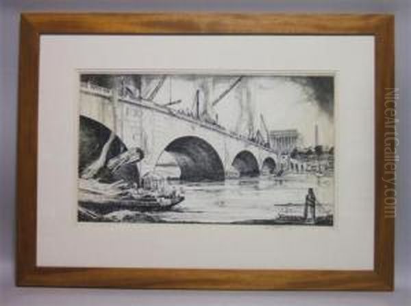 Memorial Bridge Under Construction Oil Painting by Earl Horter