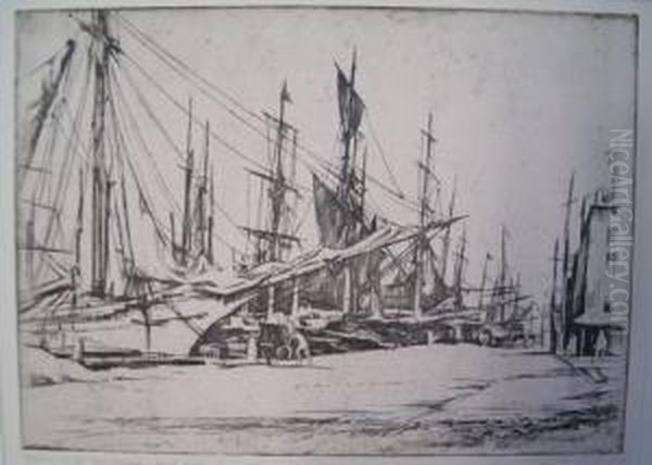 Whaling Ships, New Bedford Oil Painting by Earl Horter