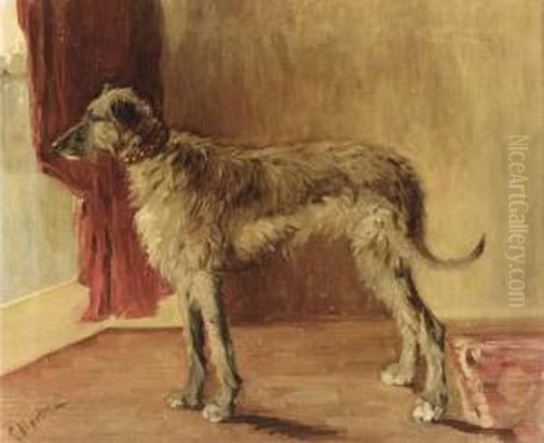 An Irish Wolf Hound Oil Painting by Etty Horton