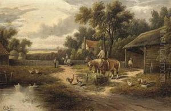 Farm Near Loughton, Essex Oil Painting by Etty Horton